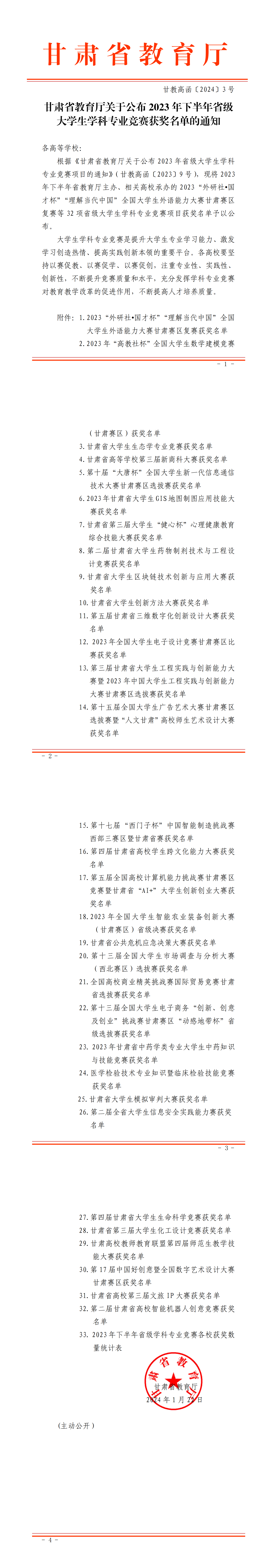 甘肃省教育厅关于公布2023年下半年省级大学生学科专业竞赛获奖名单的通知-正文(1)_00.png